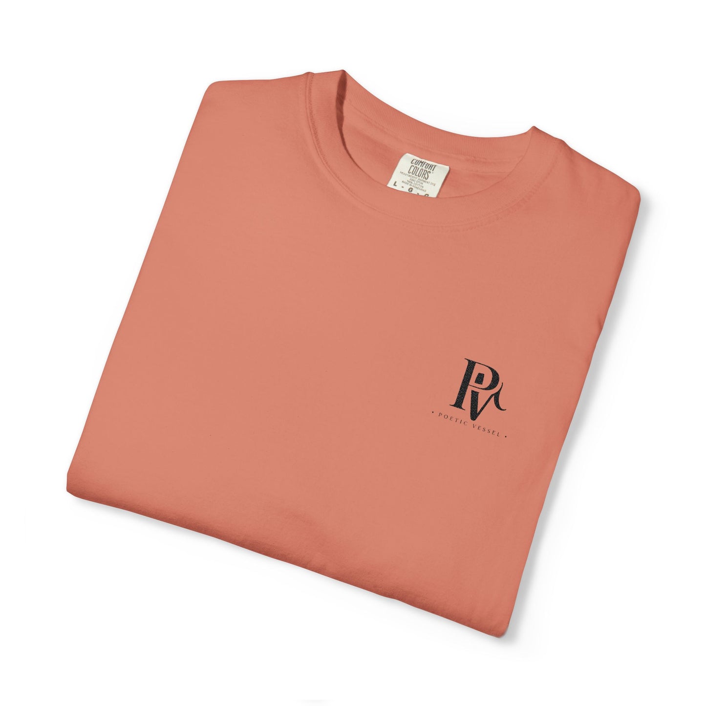 Poetic Vessel Embroidery-Minimal 'RV' Logo Garment-Dyed T-Shirt — Rust Chest Emblem