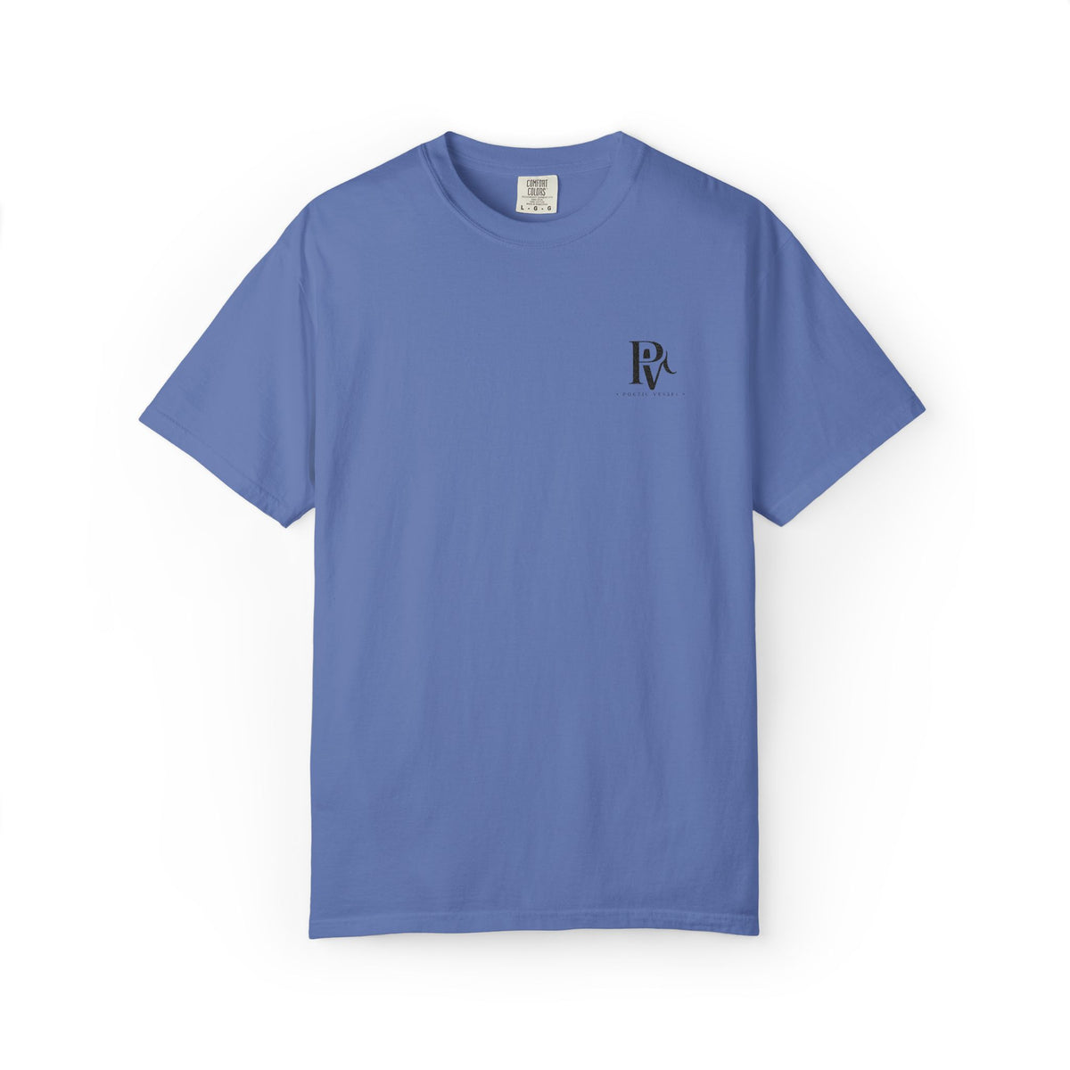 Poetic Vessel Embroidery-Minimal 'RV' Logo Garment-Dyed T-Shirt — Rust Chest Emblem