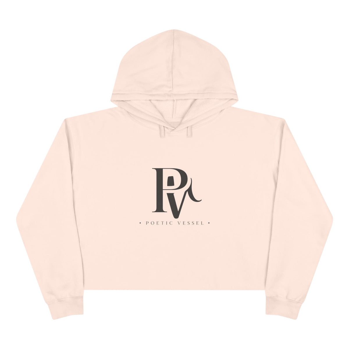 POETIC VESSEL-Cropped Hoodie — Minimal 'RV' Monogram Logo Crop Hoodie
