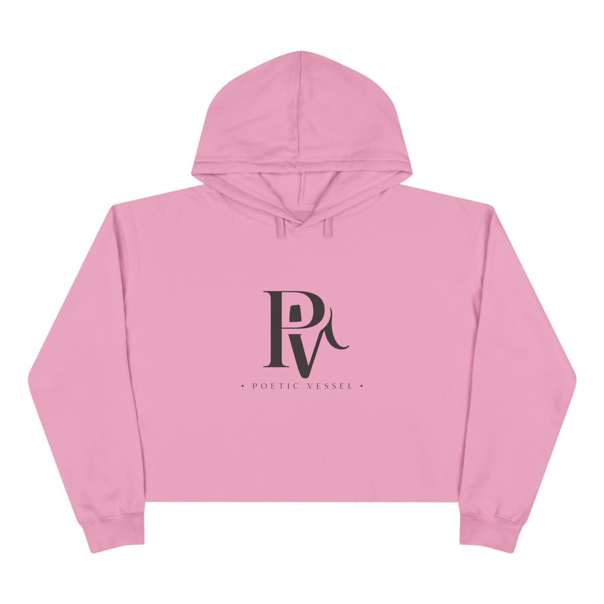 POETIC VESSEL-Cropped Hoodie — Minimal 'RV' Monogram Logo Crop Hoodie