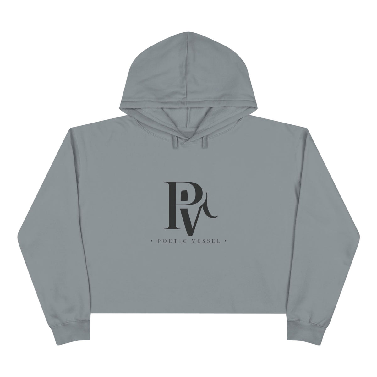 POETIC VESSEL-Cropped Hoodie — Minimal 'RV' Monogram Logo Crop Hoodie