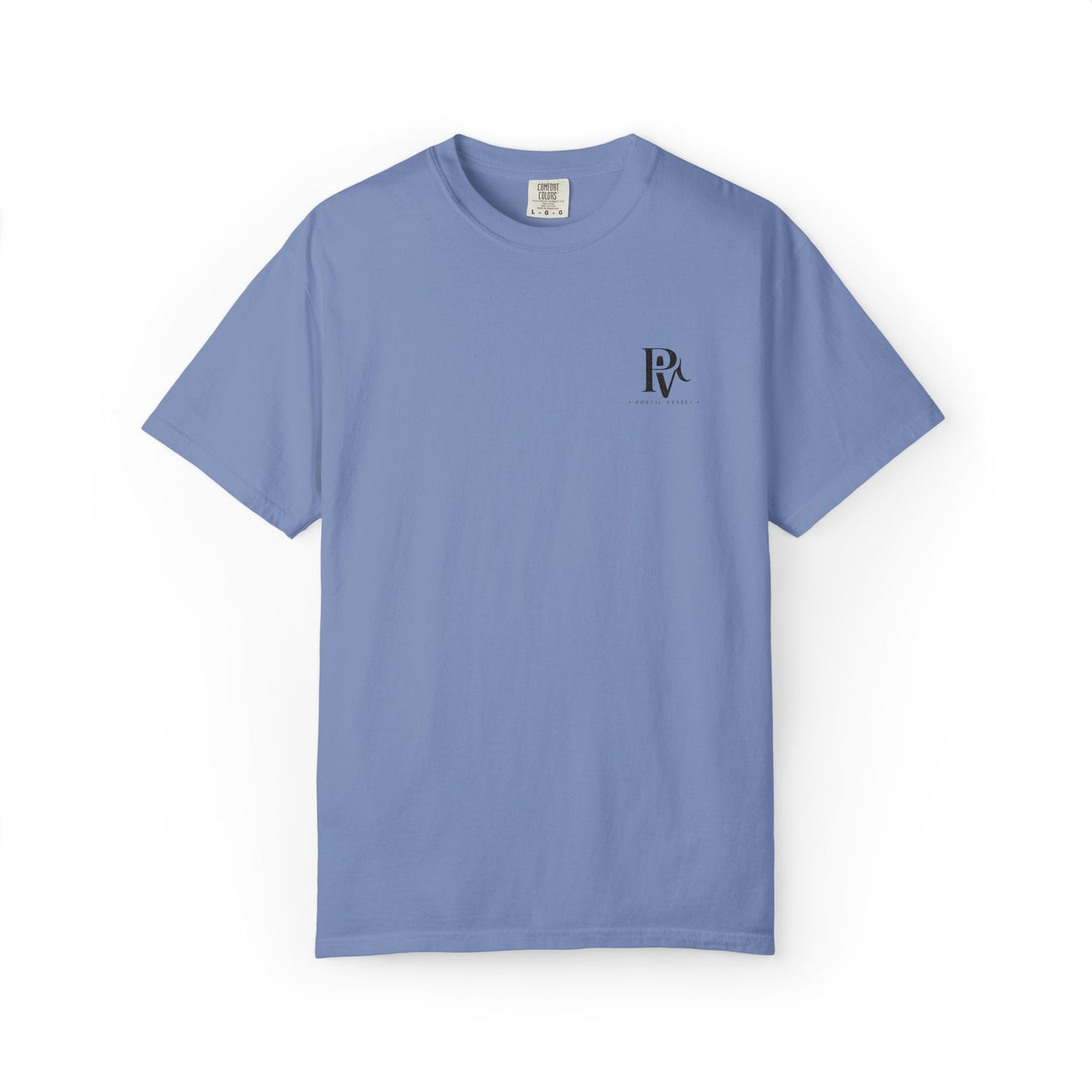 Poetic Vessel Embroidery-Minimal 'RV' Logo Garment-Dyed T-Shirt — Rust Chest Emblem