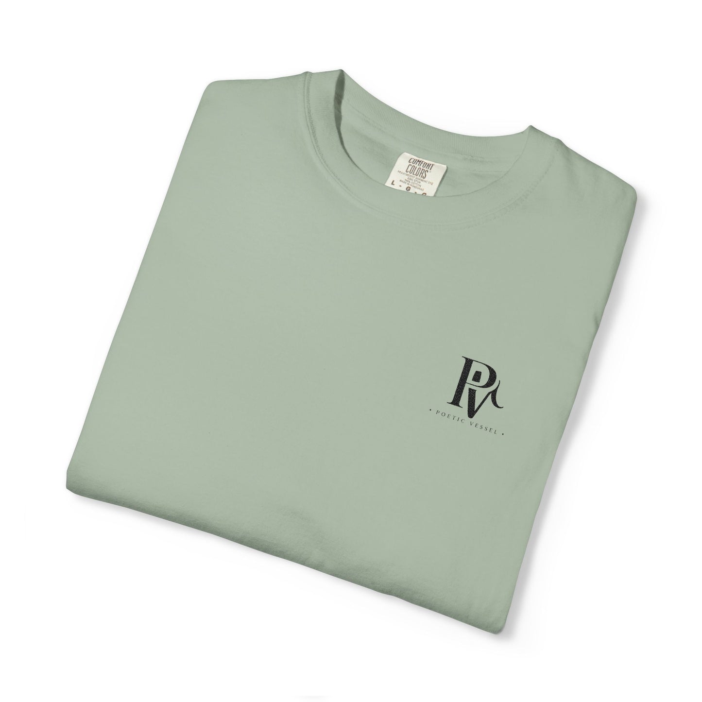 Poetic Vessel Embroidery-Minimal 'RV' Logo Garment-Dyed T-Shirt — Rust Chest Emblem