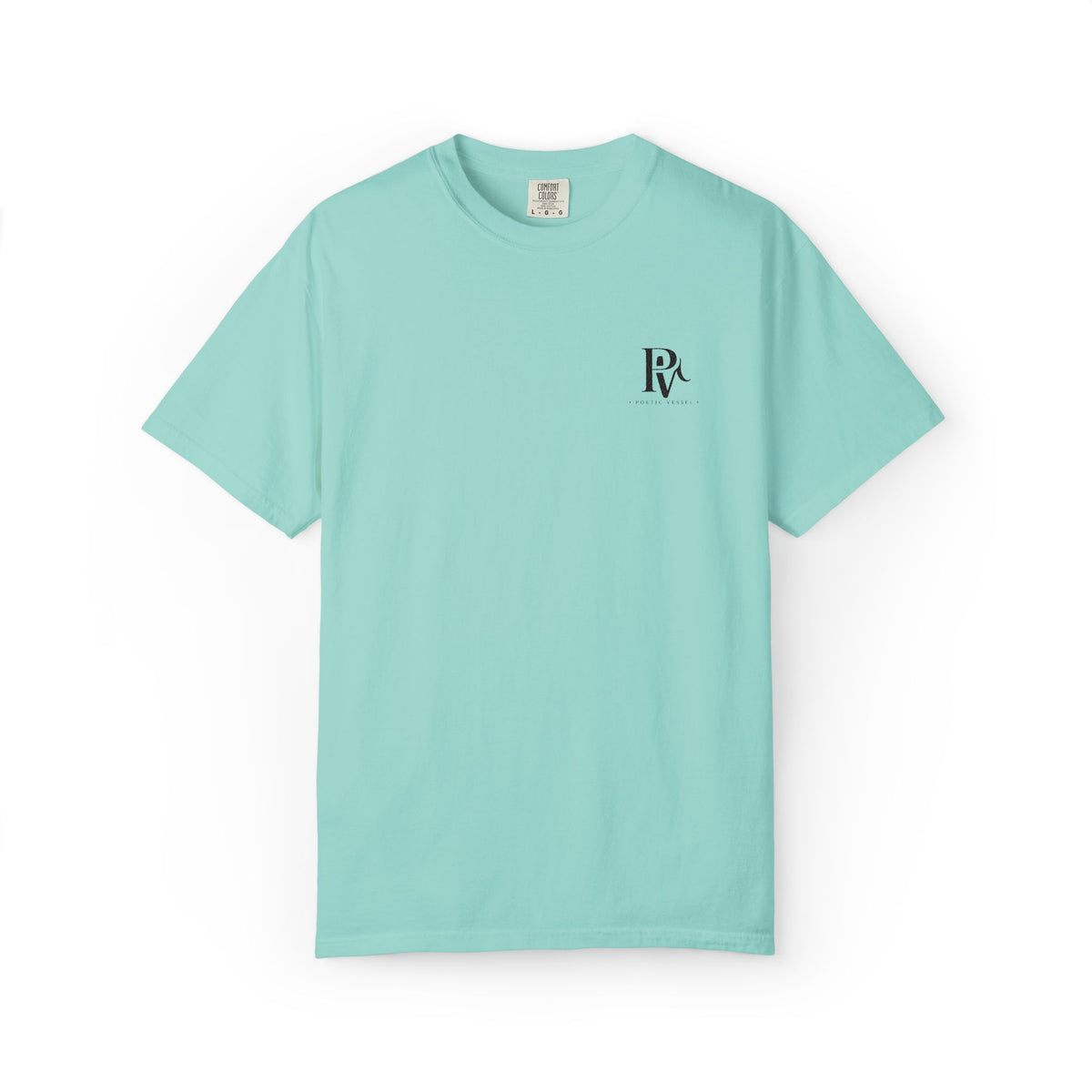 Poetic Vessel Embroidery-Minimal 'RV' Logo Garment-Dyed T-Shirt — Rust Chest Emblem