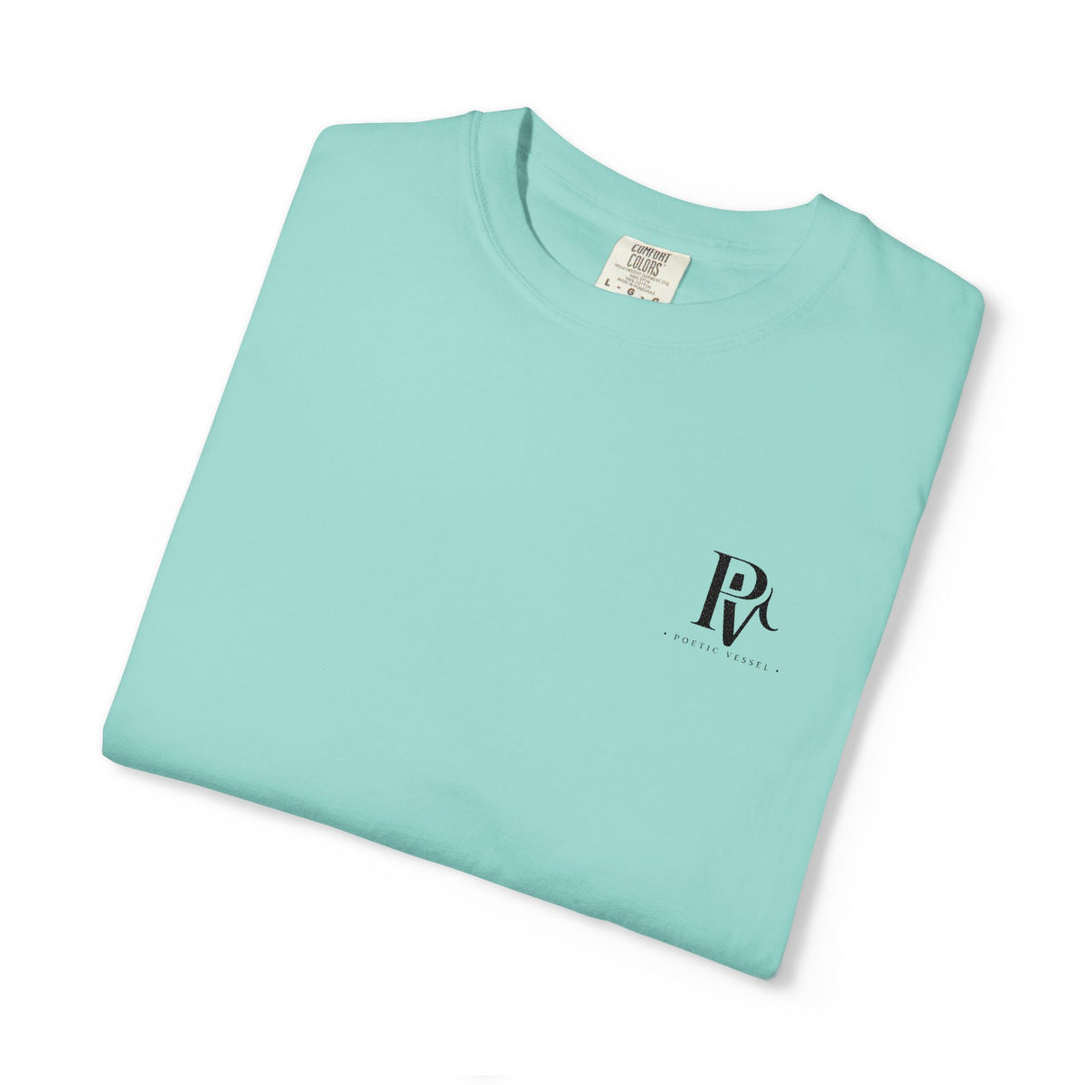 Poetic Vessel Embroidery-Minimal 'RV' Logo Garment-Dyed T-Shirt — Rust Chest Emblem