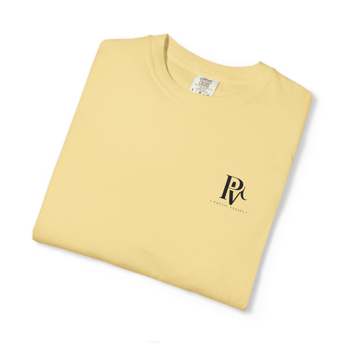 Poetic Vessel Embroidery-Minimal 'RV' Logo Garment-Dyed T-Shirt — Rust Chest Emblem