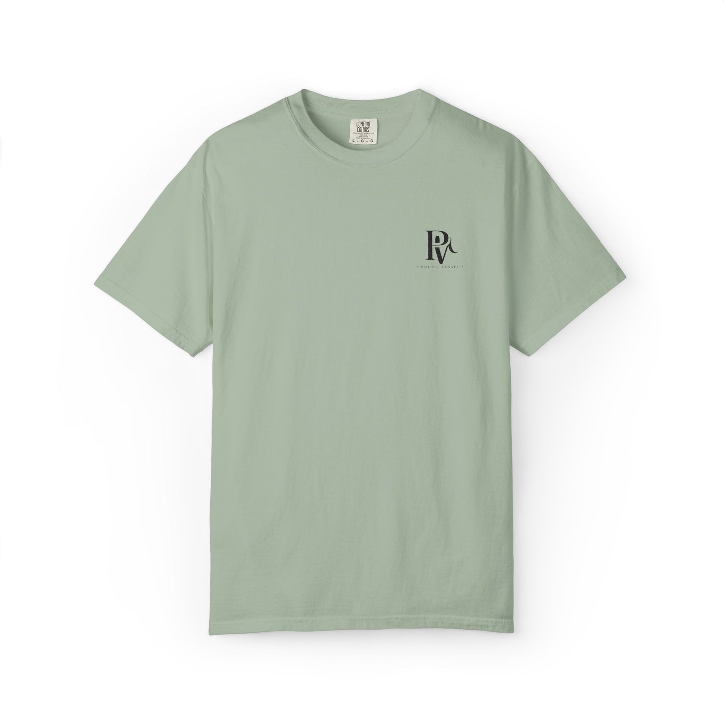 Poetic Vessel Embroidery-Minimal 'RV' Logo Garment-Dyed T-Shirt — Rust Chest Emblem