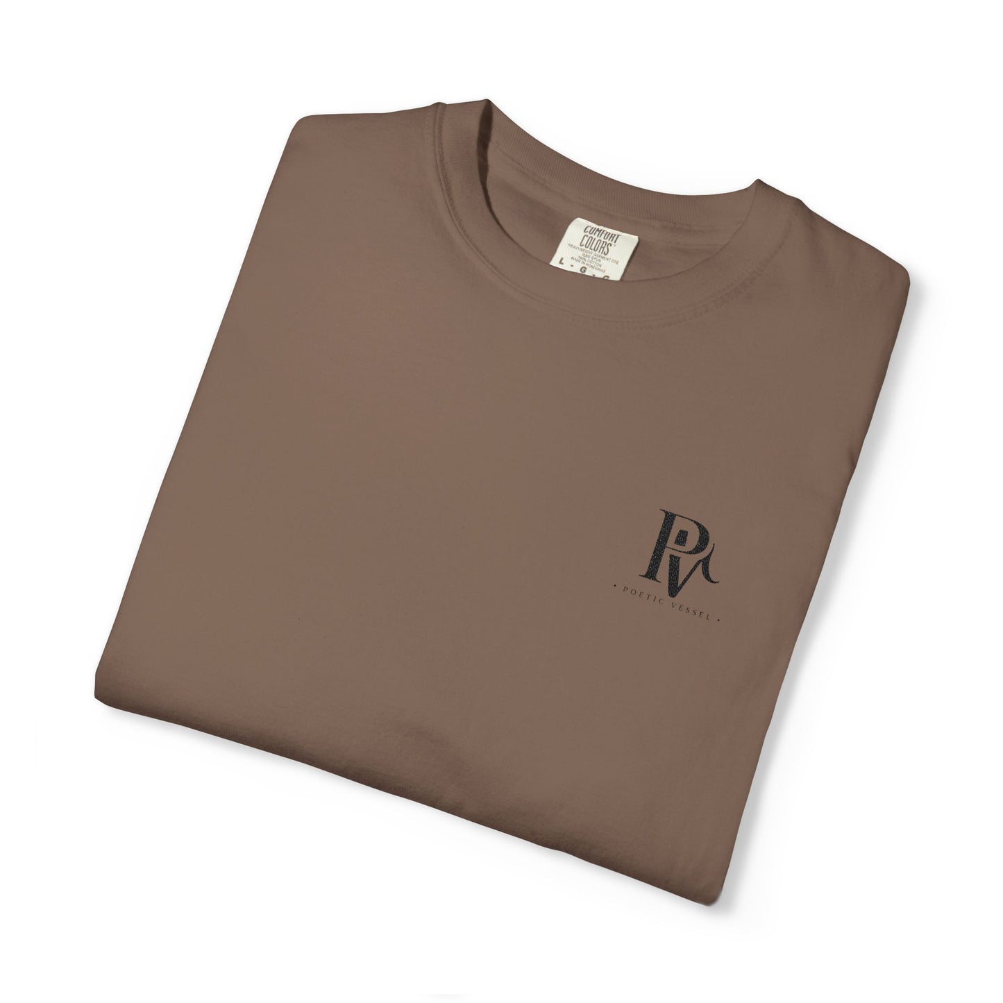 Poetic Vessel Embroidery-Minimal 'RV' Logo Garment-Dyed T-Shirt — Rust Chest Emblem