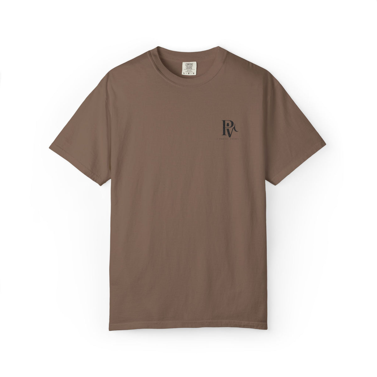 Poetic Vessel Embroidery-Minimal 'RV' Logo Garment-Dyed T-Shirt — Rust Chest Emblem