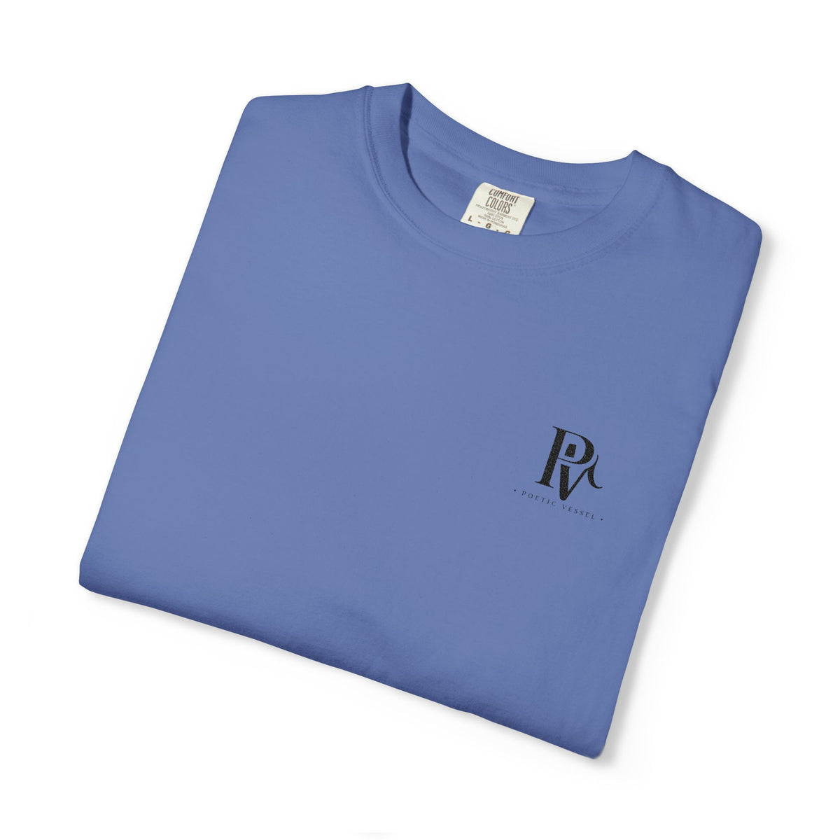 Poetic Vessel Embroidery-Minimal 'RV' Logo Garment-Dyed T-Shirt — Rust Chest Emblem