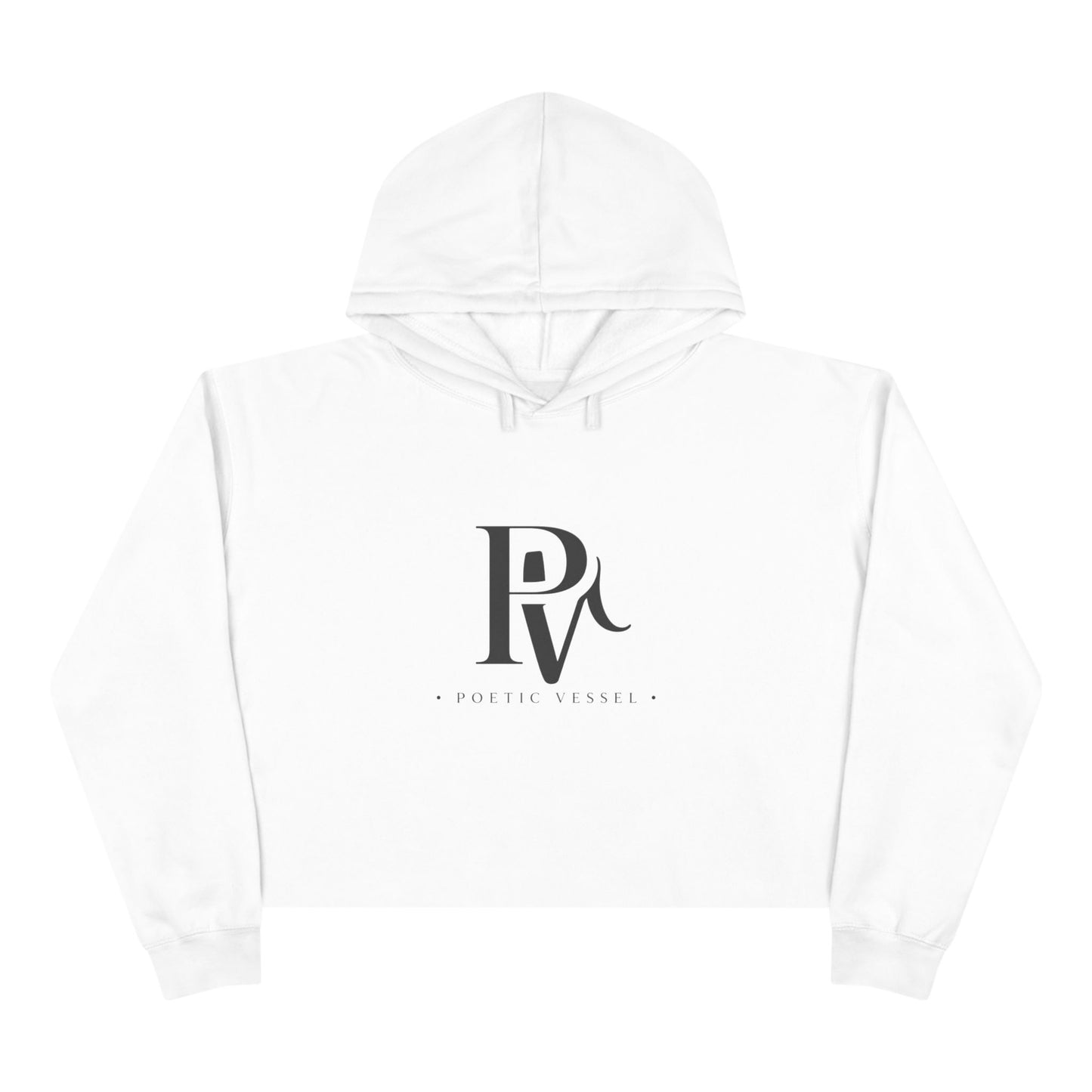 POETIC VESSEL-Cropped Hoodie — Minimal 'RV' Monogram Logo Crop Hoodie